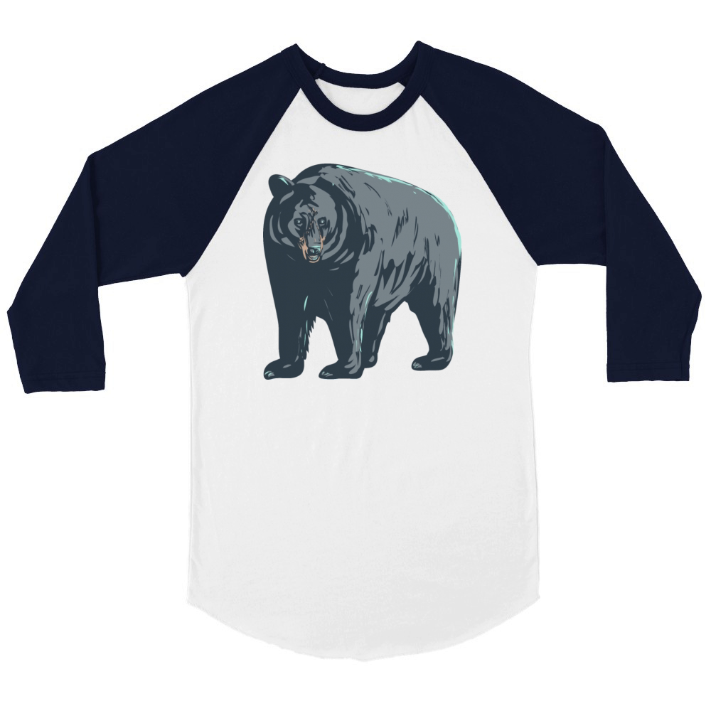 American Black Bear Front View WPA Poster Art Unisex ¾ sleeve Raglan T-shirt