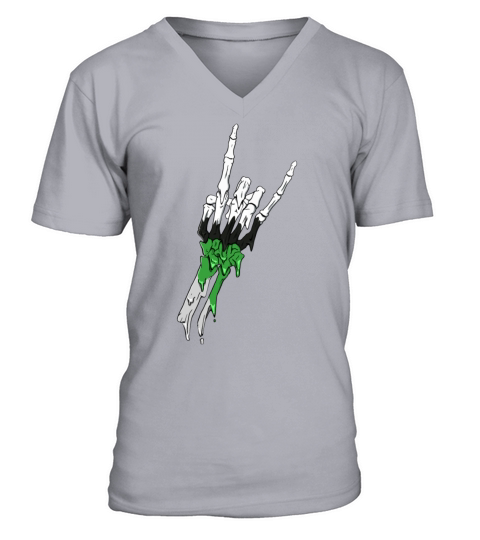 Demiromantic Pride Flag Devil Horn Skeleton Subtle V-Neck T-shirt