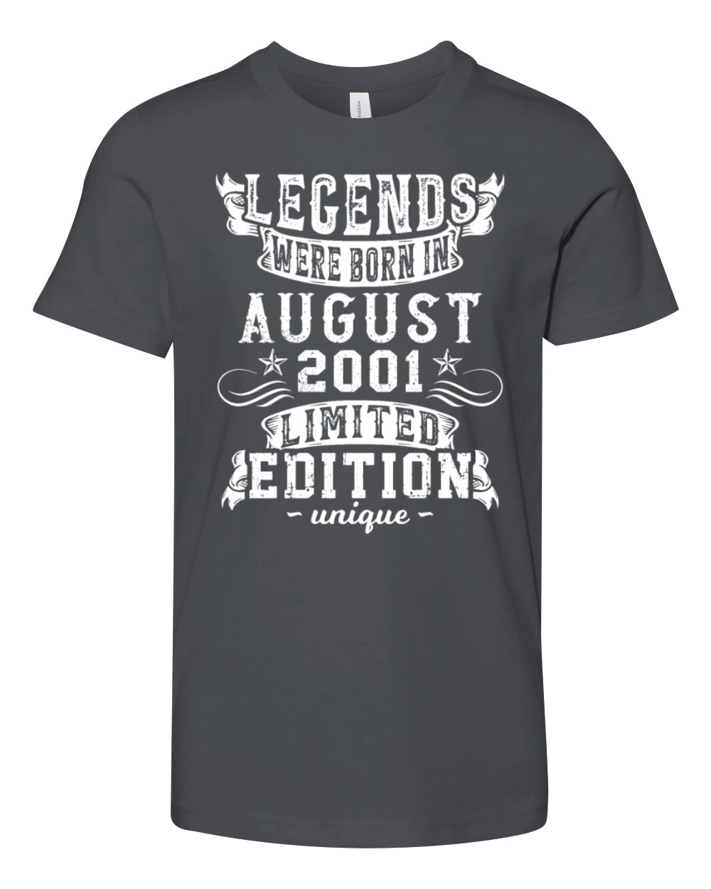 Birthday August 2001 Year Limited Edition Vintage Youth Unisex Jersey Tee