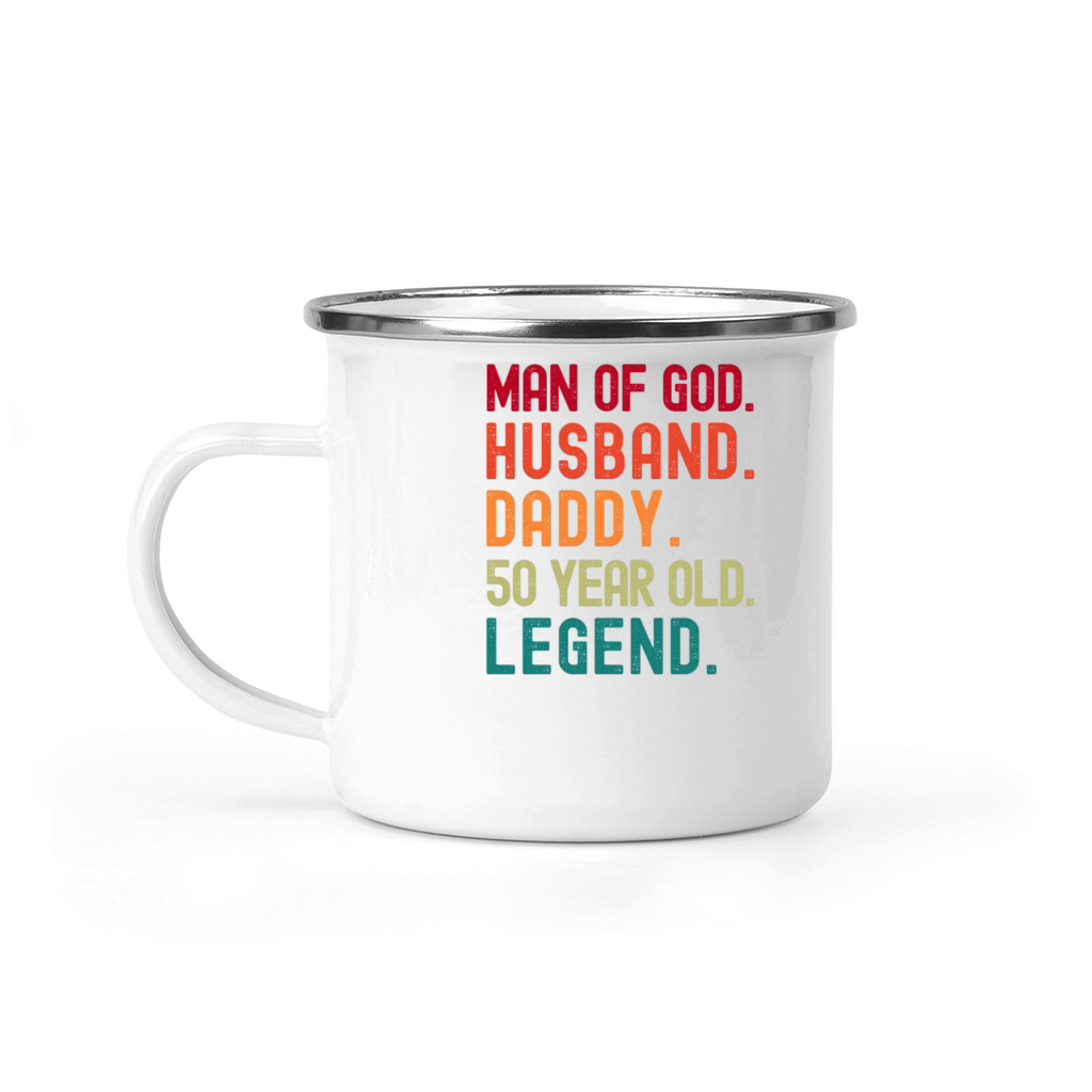 Man of God Husband Dad Funny 50th Birthday Camping Mug
