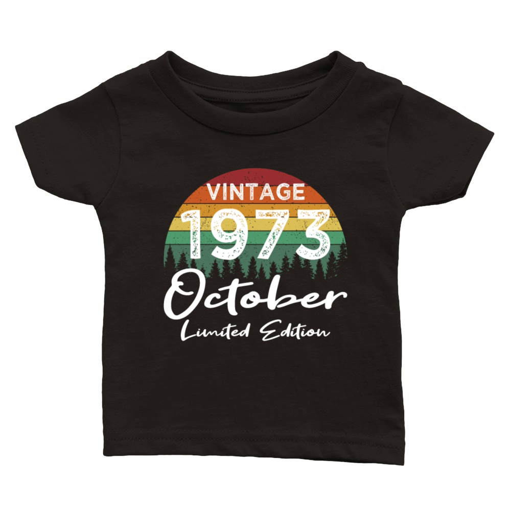 50th birthday october 1973 vintage 1973 Classic Baby Crewneck T-shirt
