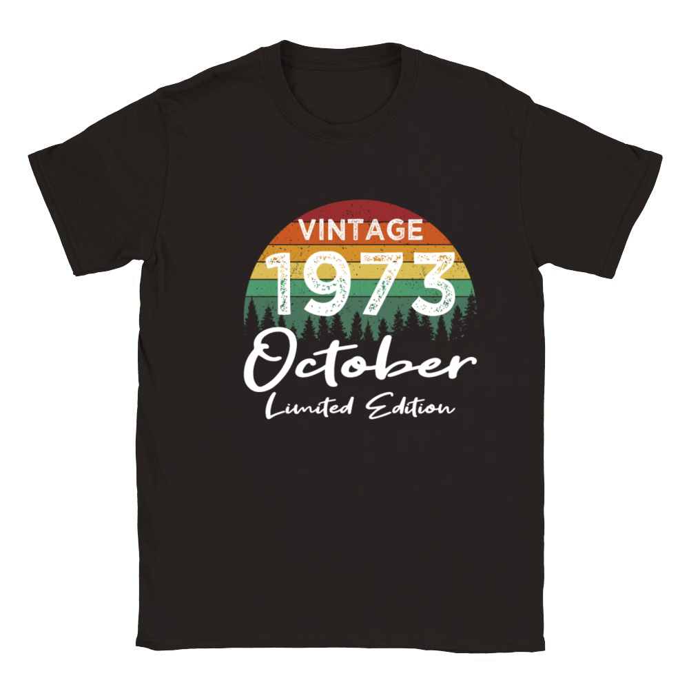 50th birthday october 1973 vintage 1973 Classic Kids Crewneck T-shirt