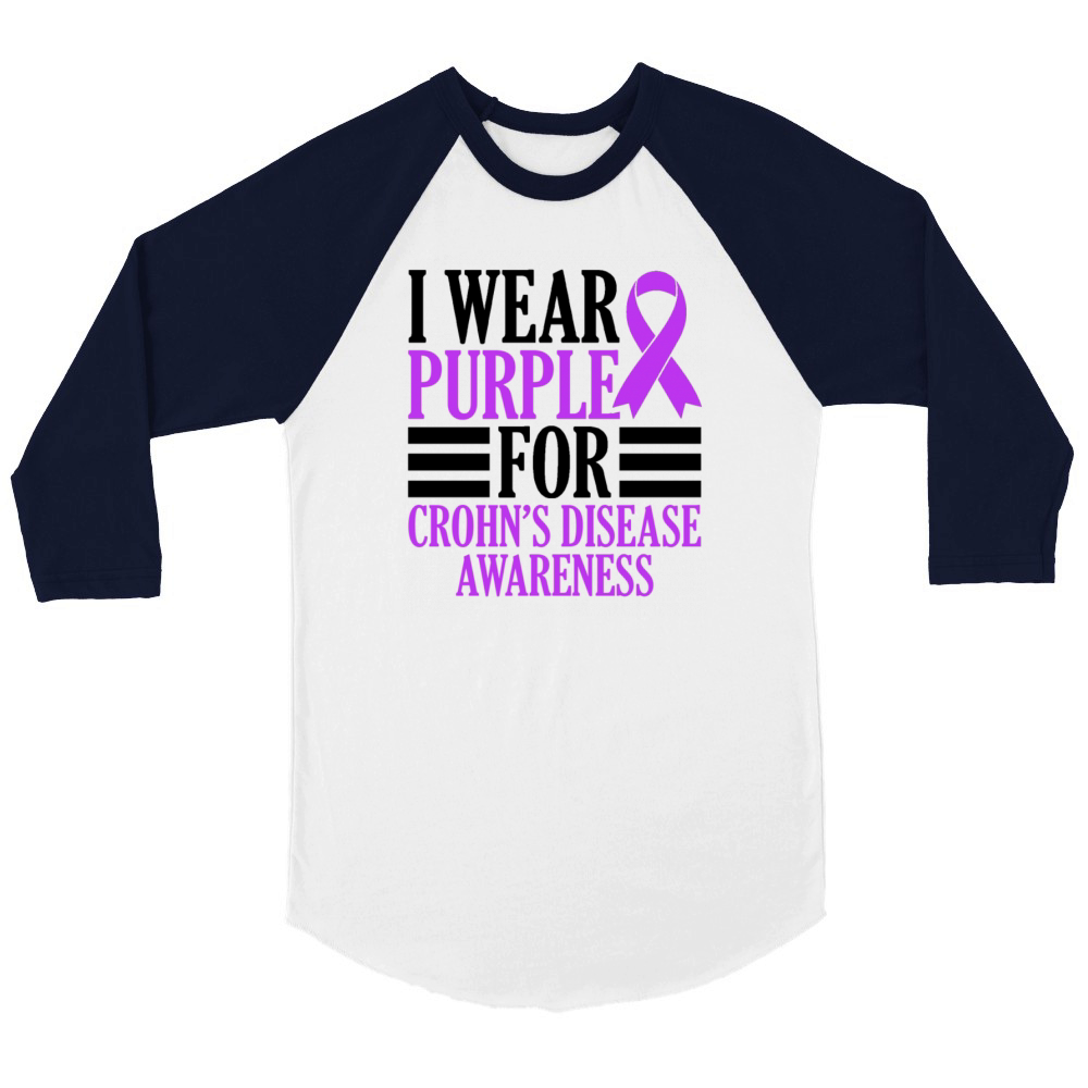 I Wear Purple For Crohns Disease Survivor Unisex ¾ sleeve Raglan T-shirt