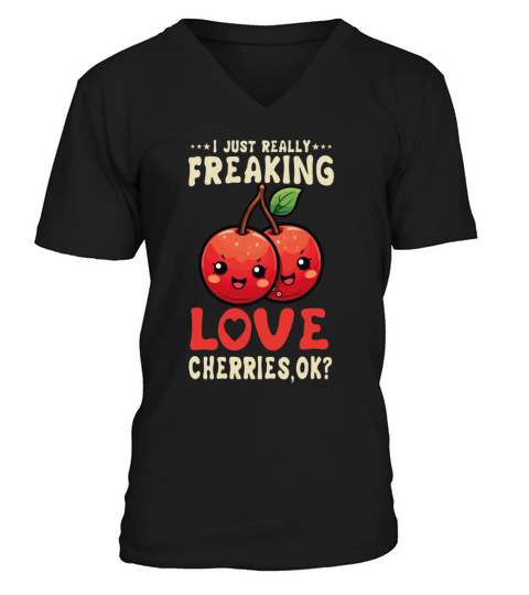 Cherries Kawaii V-Neck T-shirt