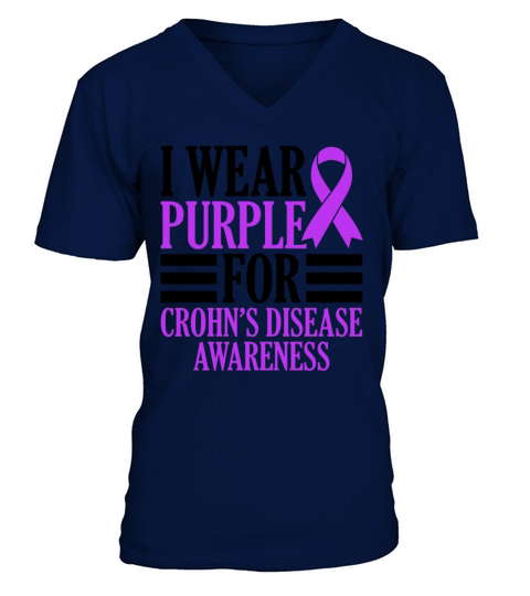 I Wear Purple For Crohns Disease Survivor V-Neck T-shirt