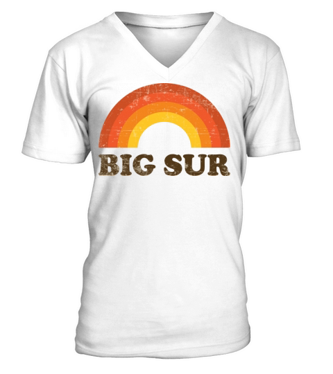 Vintage Big Sur Vacation Souvenir Retro Rainbow V-Neck T-shirt