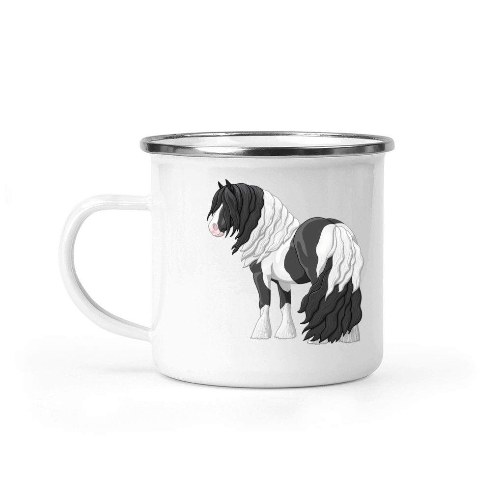 Black Piebald Pinto Gypsy Vanner Cob Tinker Draft Camping Mug