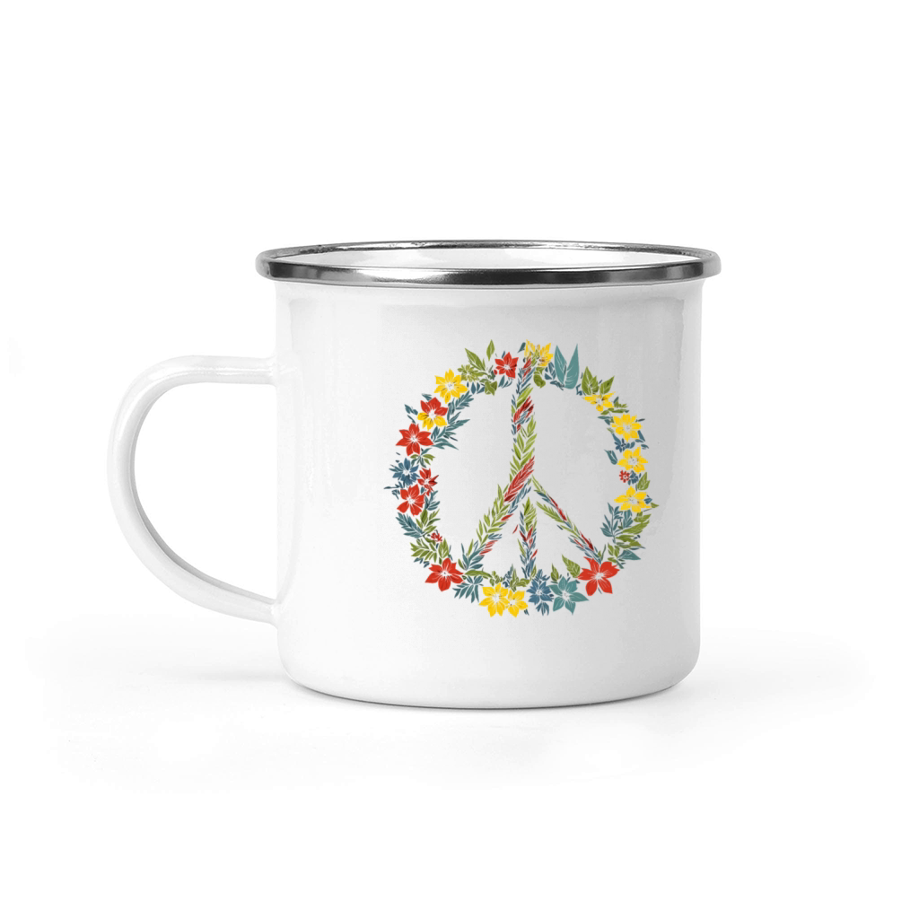 Peace Love Flower Plants Hippie 60s 70s Camping Mug
