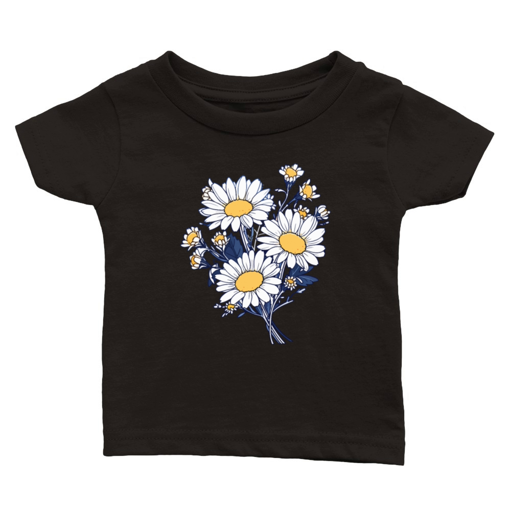 Cool Floral Vintage Flowers Novelty Daisy Lover Classic Baby Crewneck T-shirt