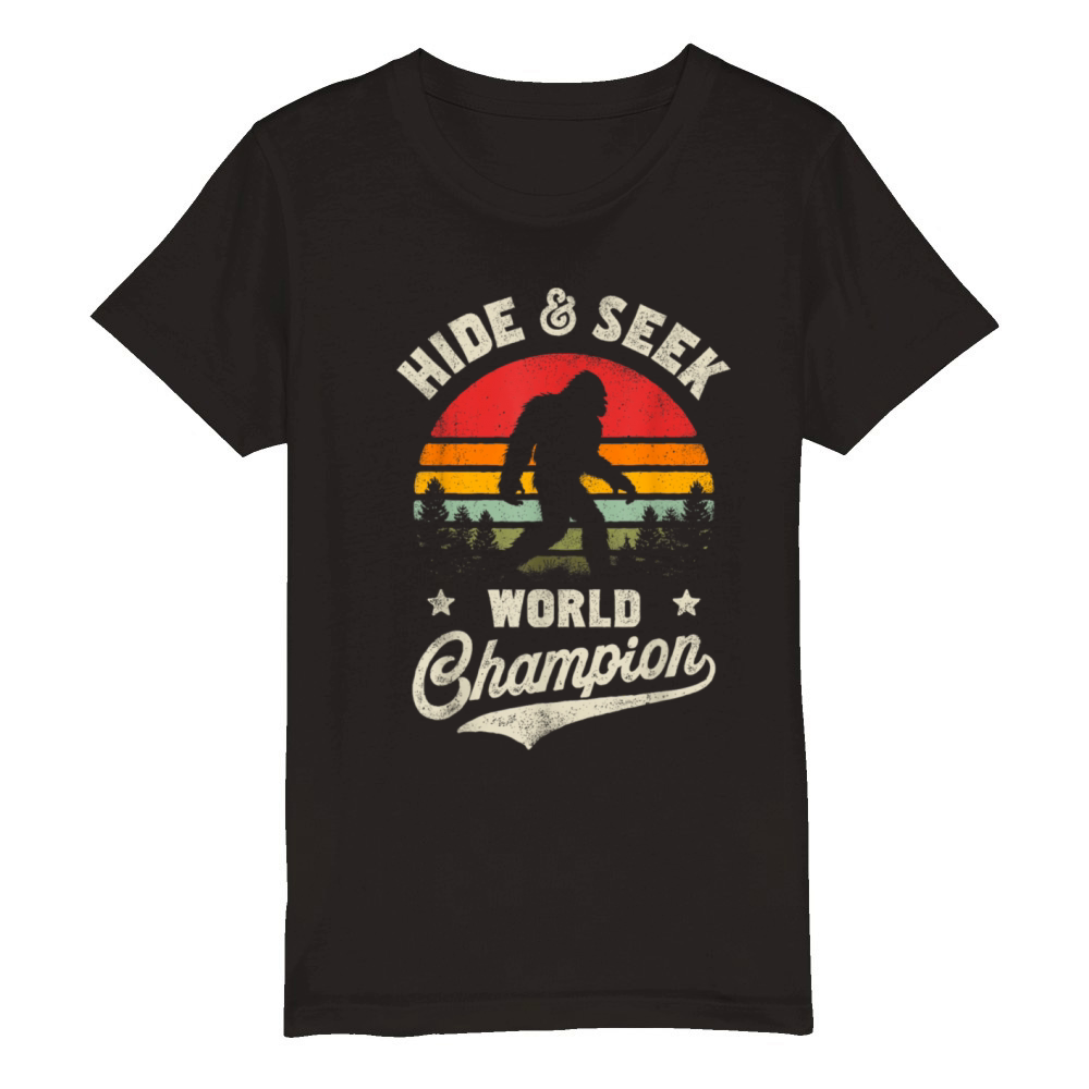 Bigfoot Hide And Seek World Champion Sasquatch Organic Kids Crewneck T-shirt