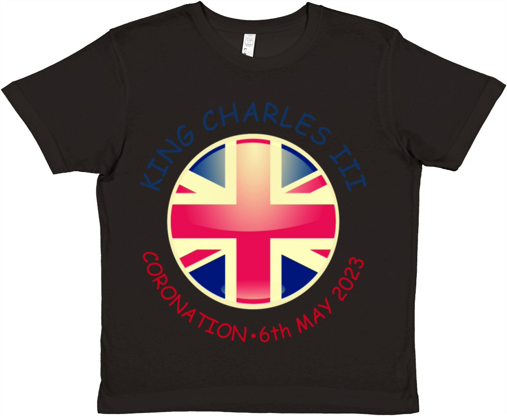 King Charles Coronation 2023 Union Jack God Save Premium Kids Crewneck T-shirt