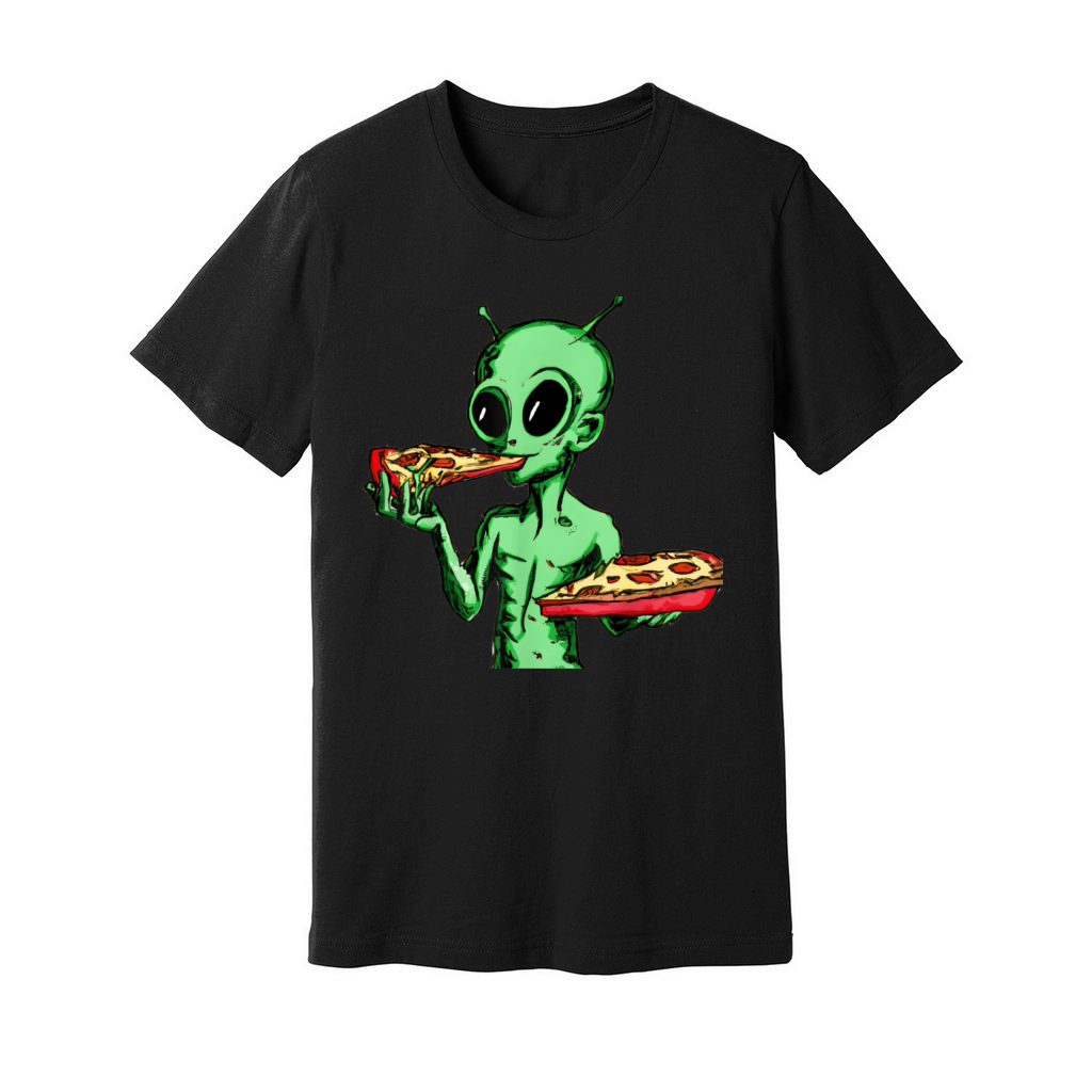 Alien Eating Pizza Funny Pizza Cool Aliens From Unisex Jersey Tee