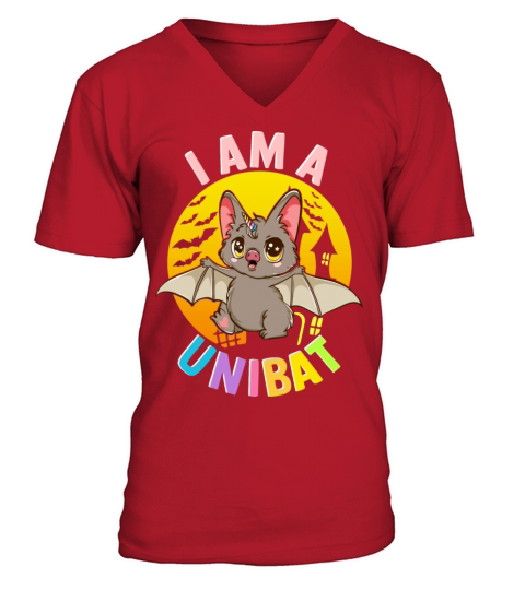 I Am A Unibat Halloween Funny Unicorn Bat V-Neck T-shirt