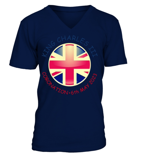 King Charles Coronation 2023 Union Jack God Save V-Neck T-shirt