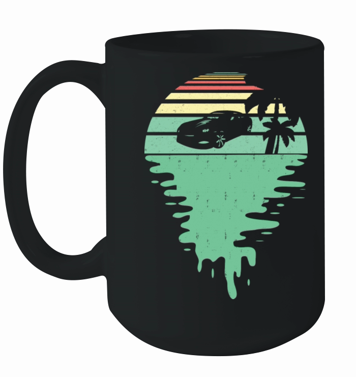 Retro Vintage Sunset Car Off Distressed Style Ceramic Mug