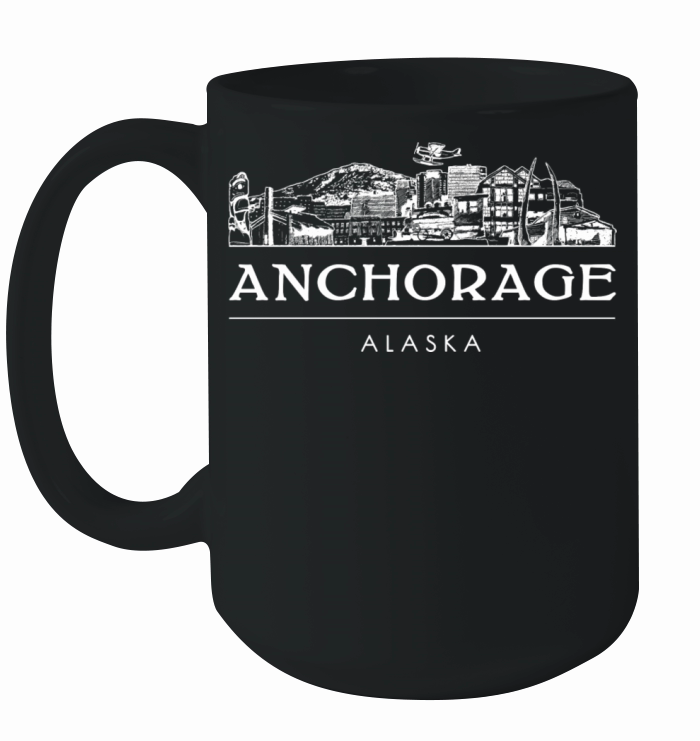 Vintage Anchorage City Skyline Retro Alaska Ceramic Mug