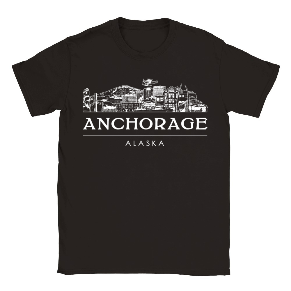 Vintage Anchorage City Skyline Retro Alaska Classic Kids Crewneck T-shirt