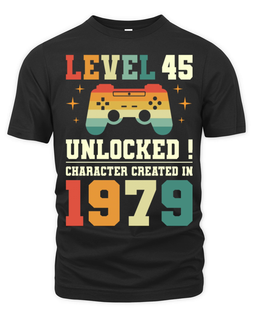 Geek Level 45 Unlocked 1979 45th Birthday Gamer Organic Unisex T-shirt