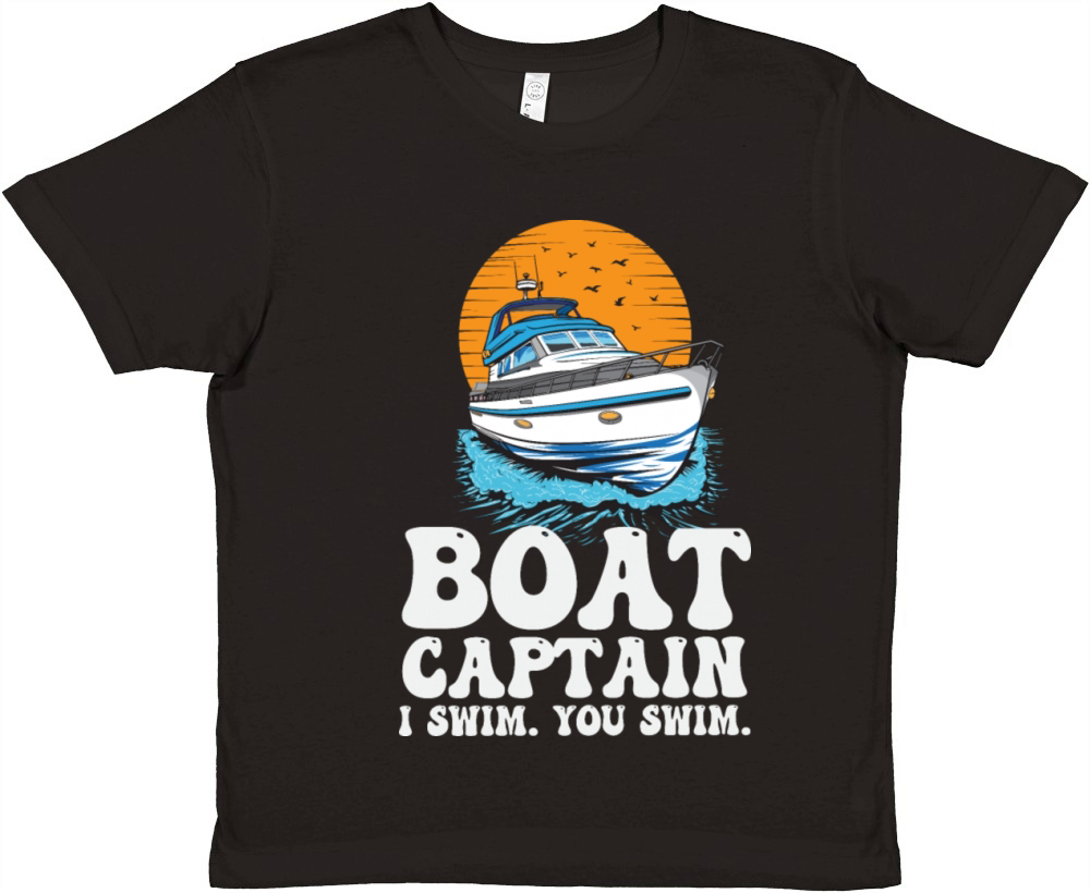 Pontoon Boat Captain I Swim You Swim Funny Premium Kids Crewneck T-shirt