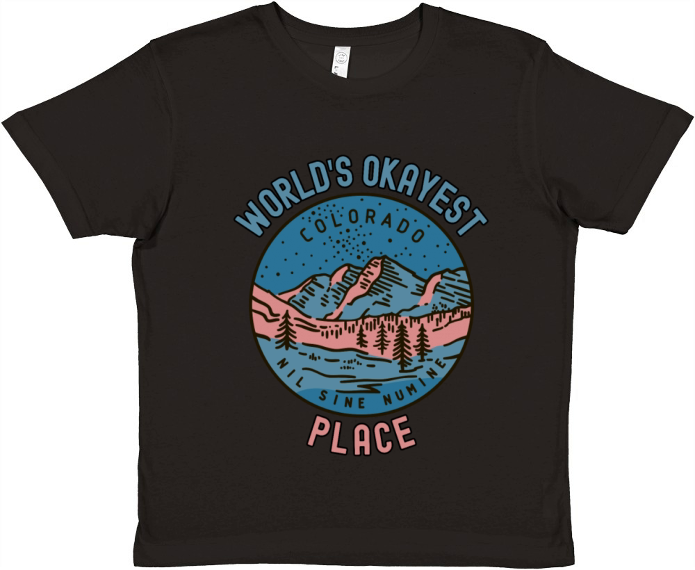 world s okayest place colorado nil sine numine Premium Kids Crewneck T-shirt