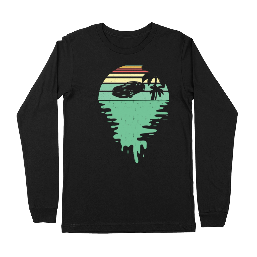 Retro Vintage Sunset Car Off Distressed Style Premium Long Sleeve
