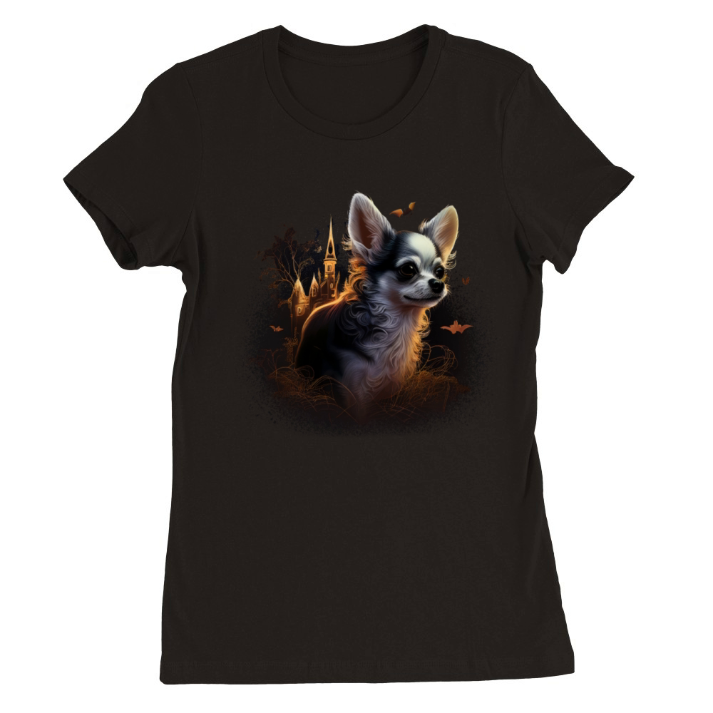 Chihuahua Halloween Costume - Scary Pumpkin Witch Premium Womens Crewneck T-shirt