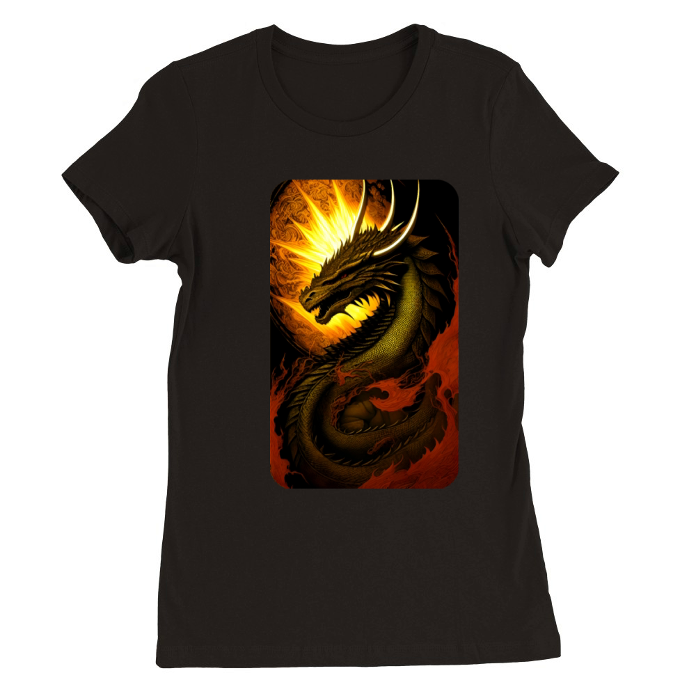 Vintage Dragon Art by Dreamscape Shirts Premium Womens Crewneck T-shirt