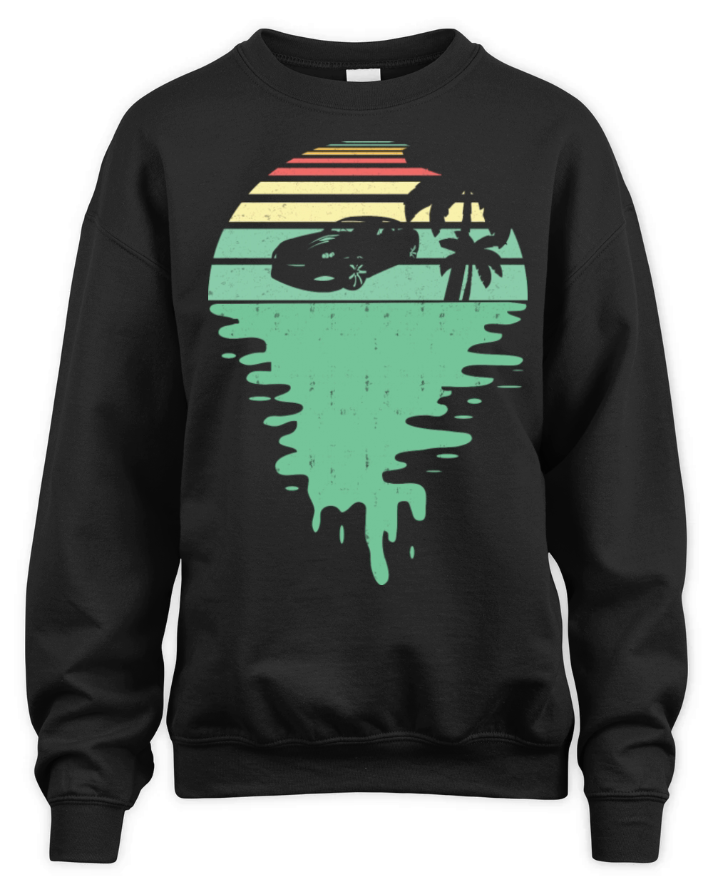 Retro Vintage Sunset Car Off Distressed Style Unisex Premium Crewneck Sweatshirt