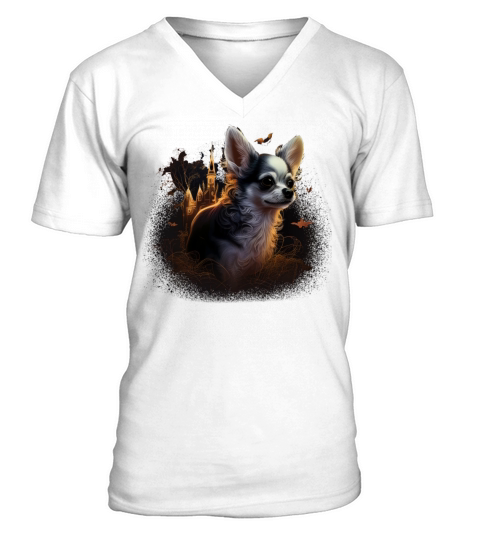 Chihuahua Halloween Costume - Scary Pumpkin Witch V-Neck T-shirt