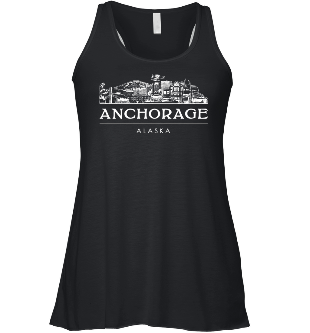 Vintage Anchorage City Skyline Retro Alaska Women's Flowy Tank Top