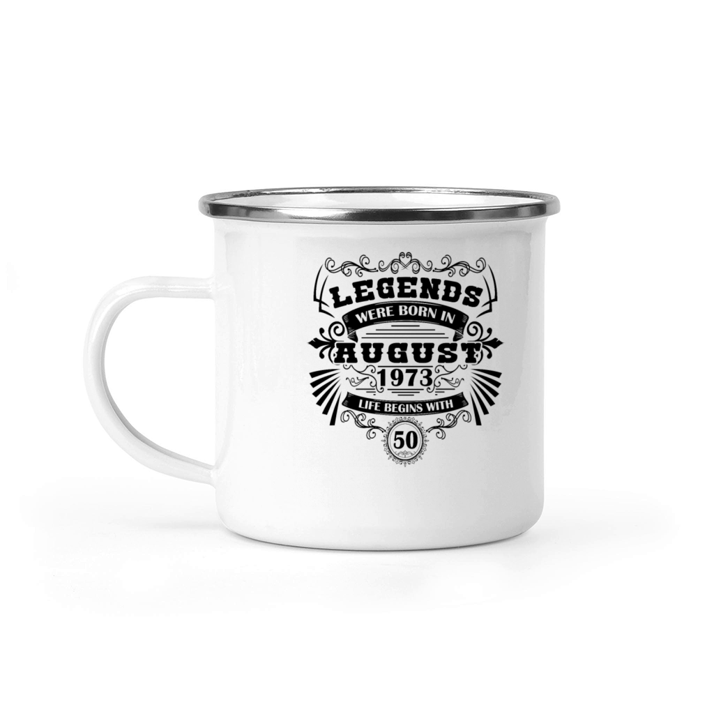August 1973 vintage birthday Camping Mug