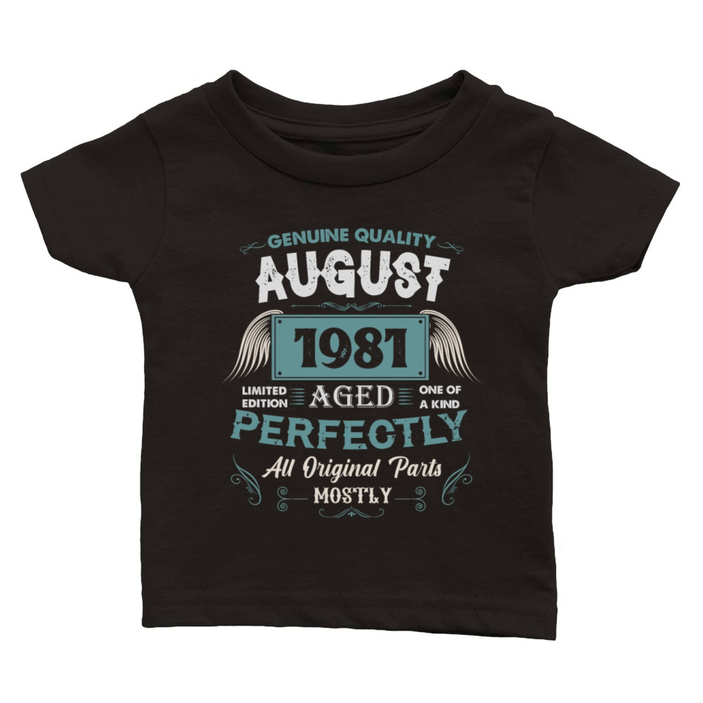 August 1981 Vintage Birthday Present Classic Baby Crewneck T-shirt