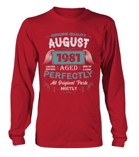 August 1981 Vintage Birthday Present Long sleeved Unisex