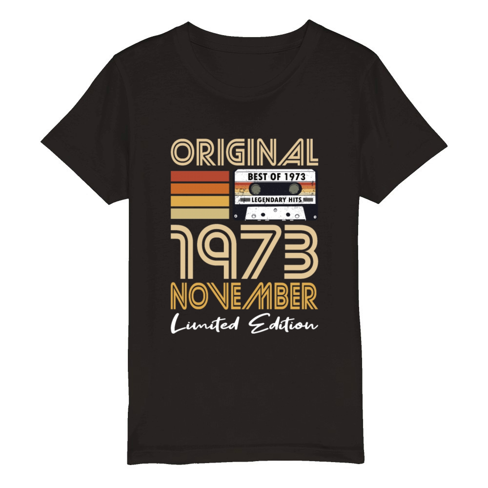 50th birthday november 1973 original 1973 Organic Kids Crewneck T-shirt