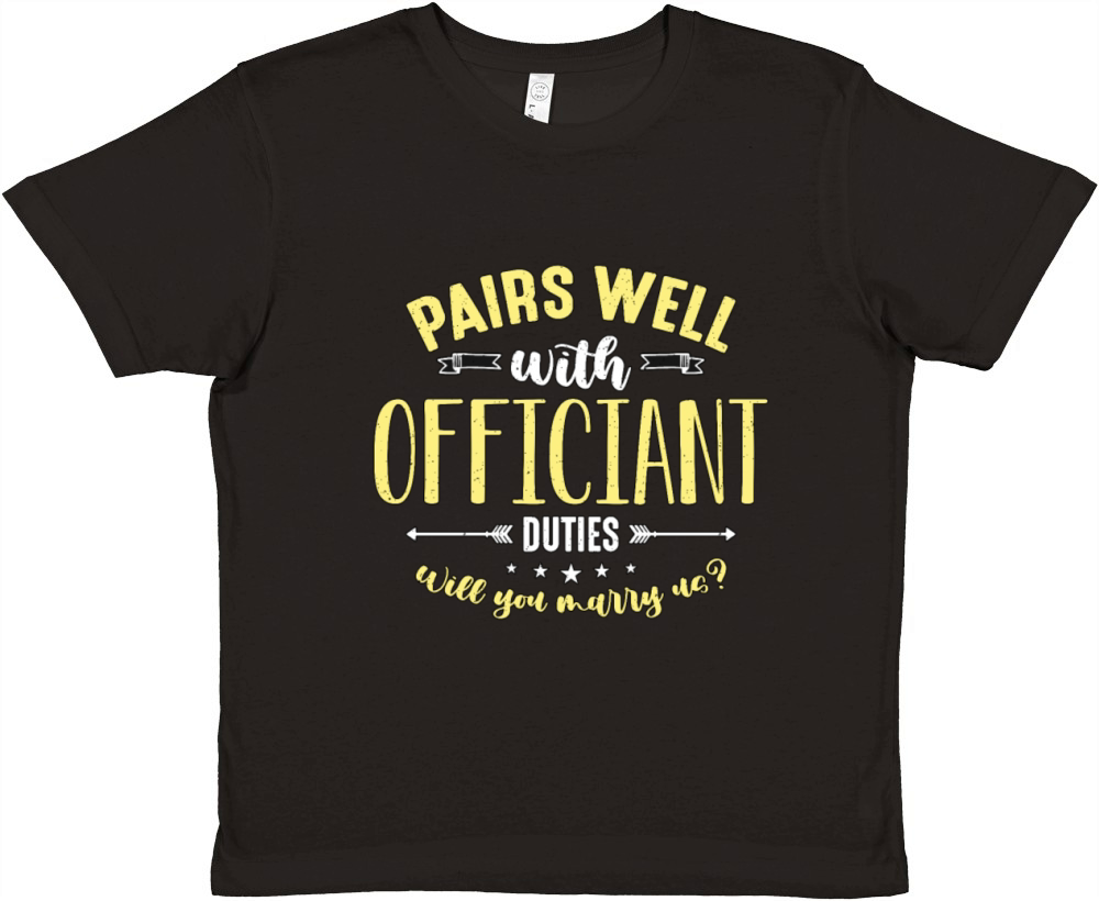 Officiant Pairs Well With Pastor Wedding Minister Premium Kids Crewneck T-shirt