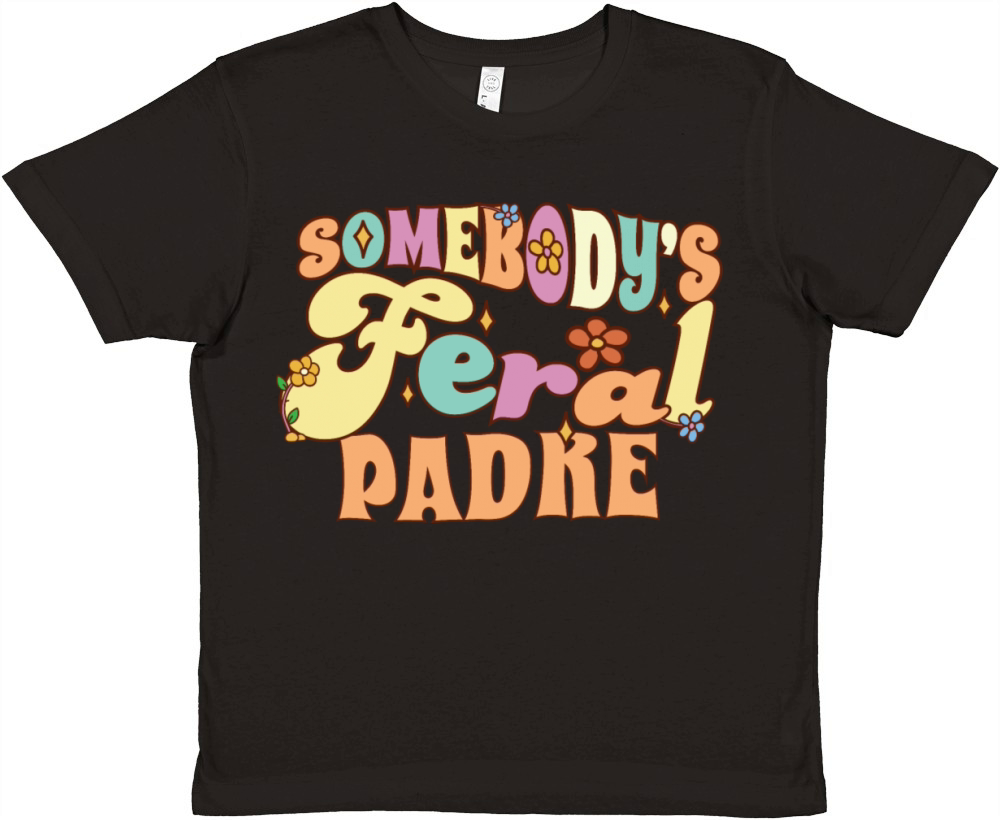 Somebodys Feral Spanish Dad Funny Father Pun Premium Kids Crewneck T-shirt