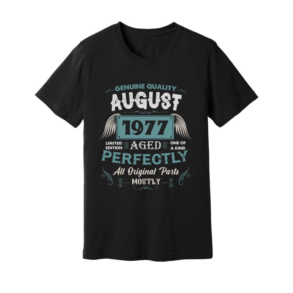 August 1977 Vintage Birthday Present Unisex Jersey Tee