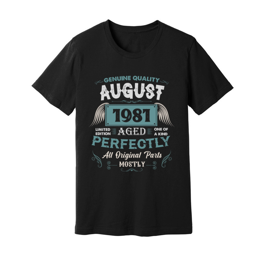 August 1981 Vintage Birthday Present Unisex Jersey Tee