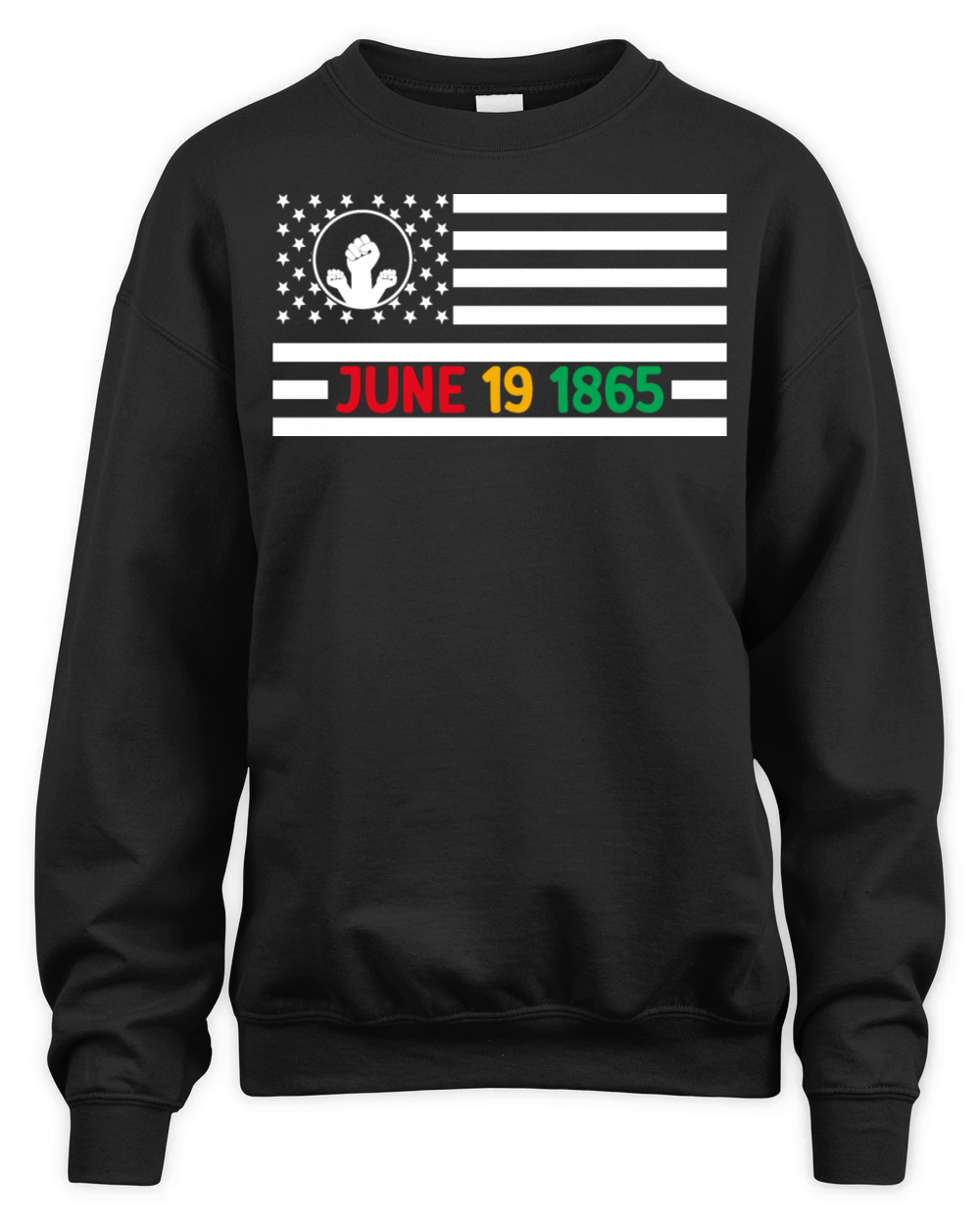 USA Flag Juneteenth June 19 1865 T-Shirt Design Unisex Premium Crewneck Sweatshirt