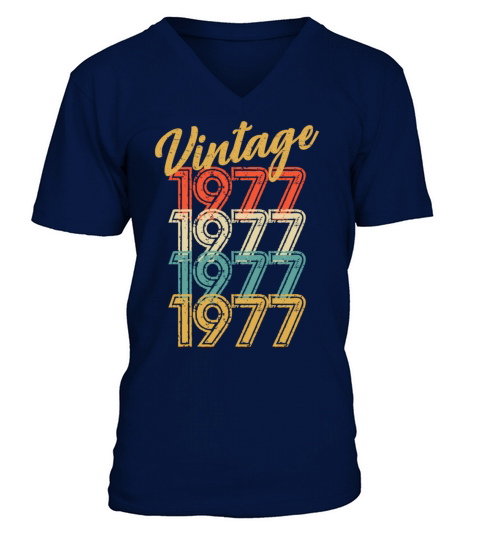1977 Distressed 80s 42nd 42 Yr Old V-Neck T-shirt