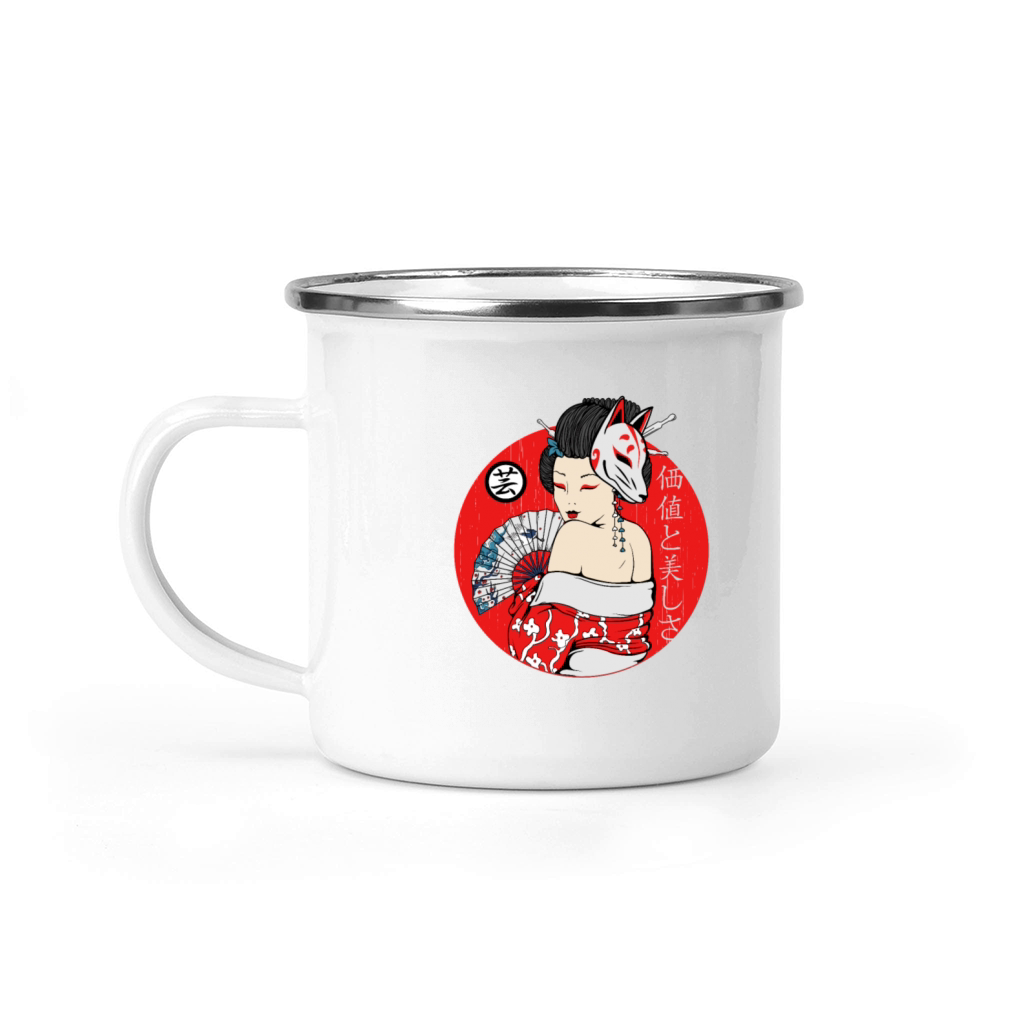 Maiko Geisha girl Kitsune mask japanese aesthetic Camping Mug