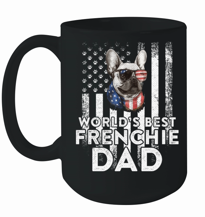 Vintage Usa Flag World s Best French Bulldog Dad Ceramic Mug