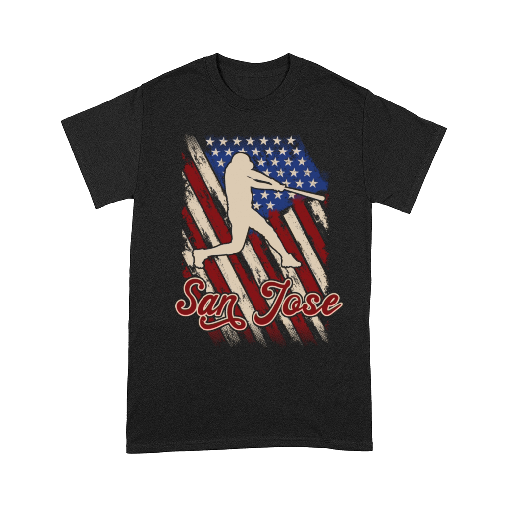 Patriotic Usa Flag San Jose Baseball Fan Comfort T-shirt