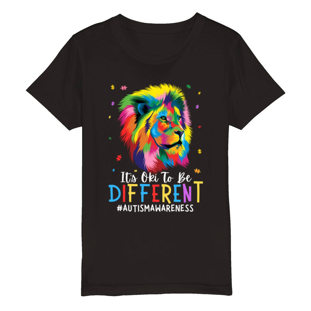 Autism Awareness ItS Oki To Be Different Organic Kids Crewneck T-shirt