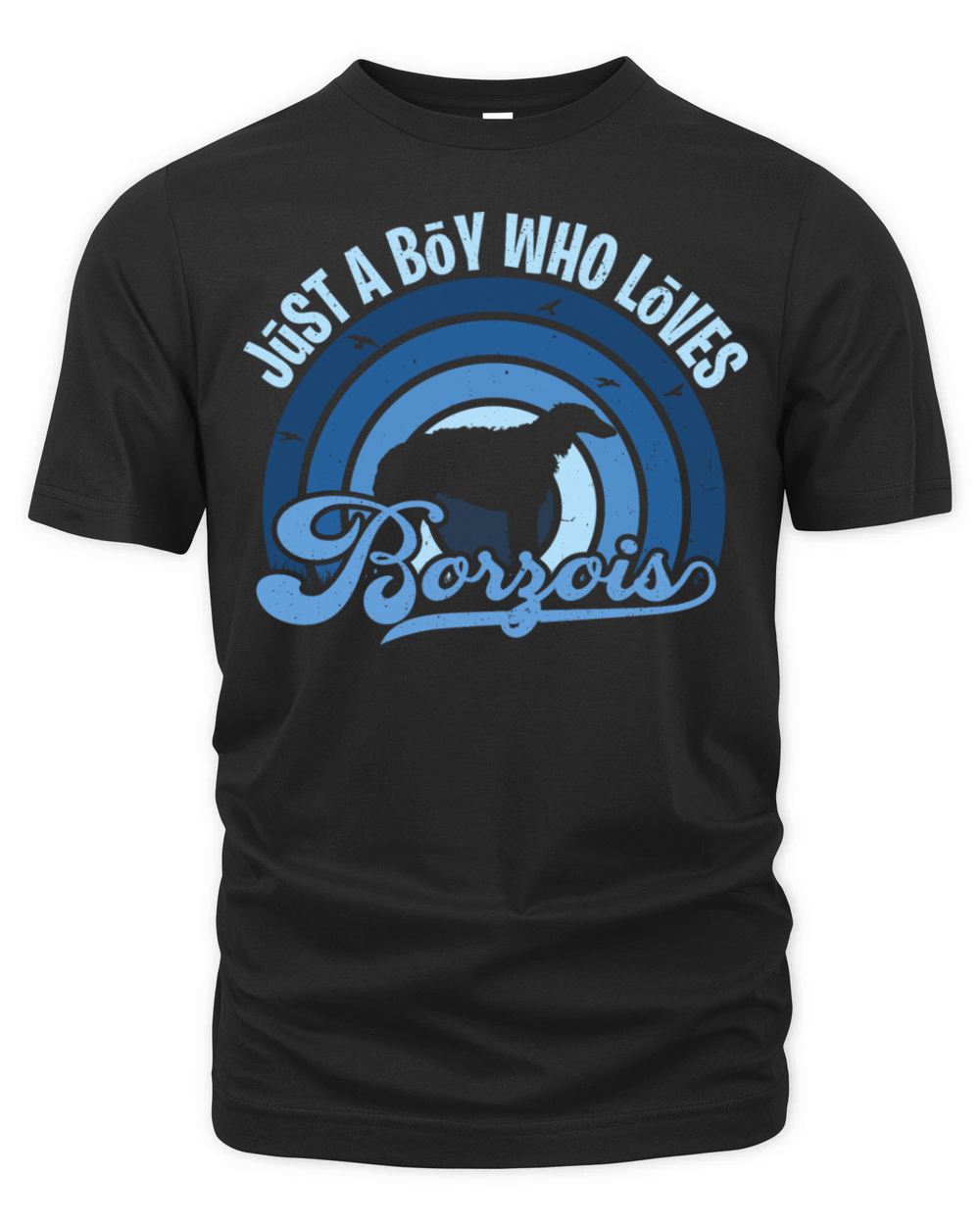 Funy Quote Just A Boy Who Loves A Borzoi Blue 80s Organic Unisex T-shirt