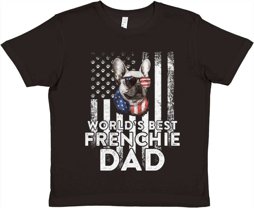 Vintage Usa Flag World s Best French Bulldog Dad Premium Kids Crewneck T-shirt
