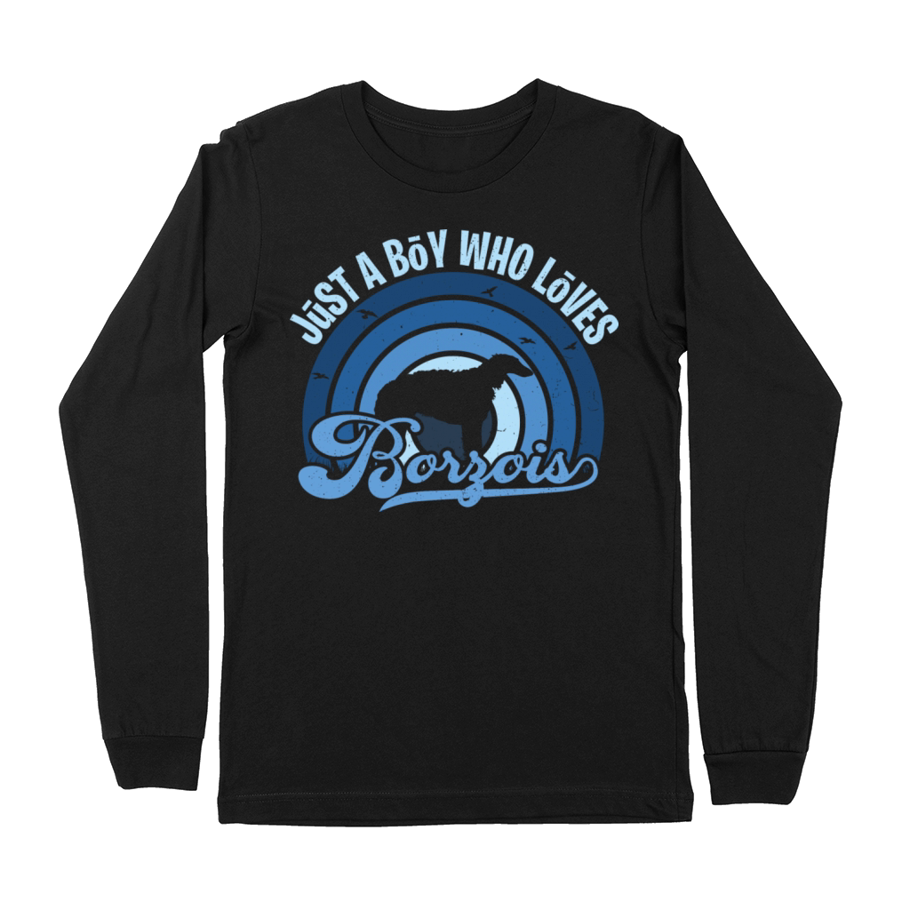 Funy Quote Just A Boy Who Loves A Borzoi Blue 80s Premium Long Sleeve