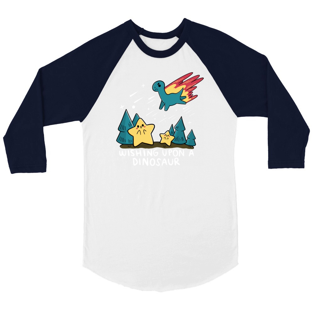 Wishing Upon A Dinosaur Unisex ¾ sleeve Raglan T-shirt