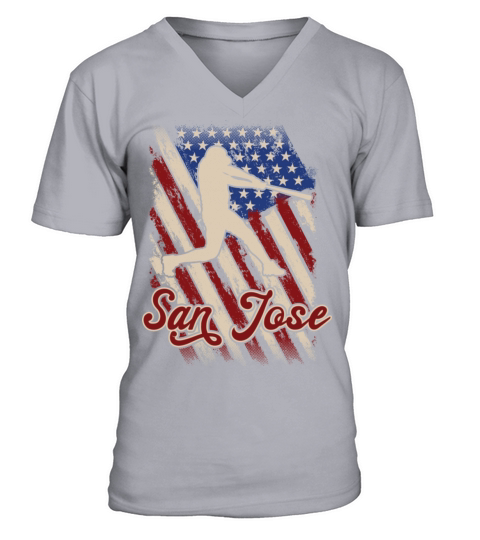 Patriotic Usa Flag San Jose Baseball Fan V-Neck T-shirt
