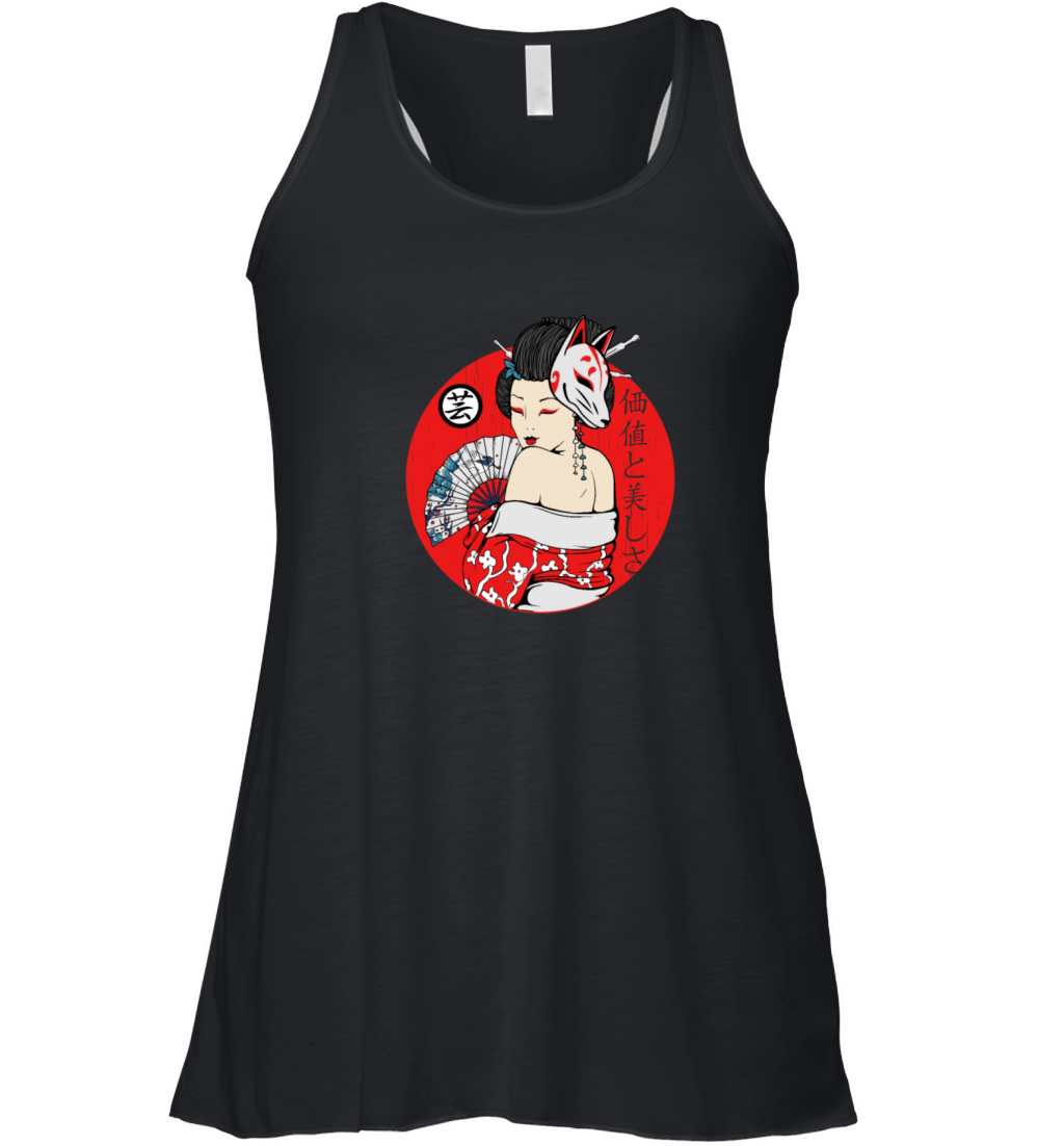 Maiko Geisha girl Kitsune mask japanese aesthetic Women's Flowy Tank Top